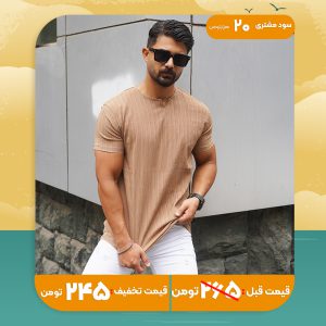 تیشرت مردانه خاکی آستین کوتاه مدل Bardia