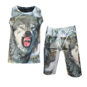 ست رکابی شلوارک مردانه مدل Wolf