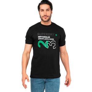 تیشرت یقه گرد مردانه مشکی پنبه ساده مدل 44714