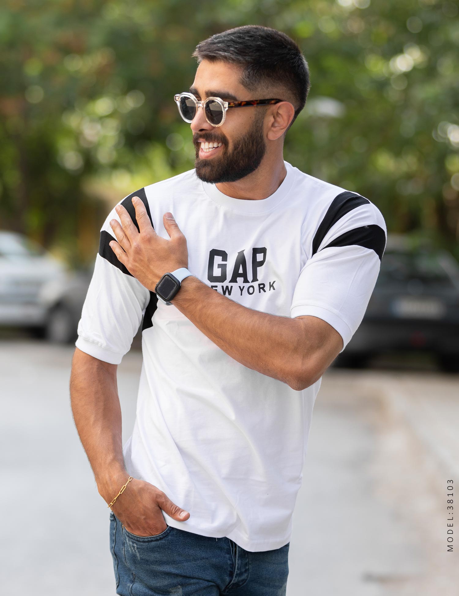 تیشرت مردانه دو رنگ یقه گرد Gap مدل 38103