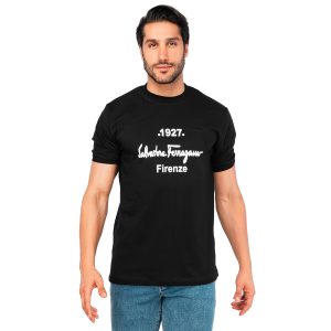 تیشرت Ferragamo یقه گرد مردانه مشکی پنبه ساده مدل 44719