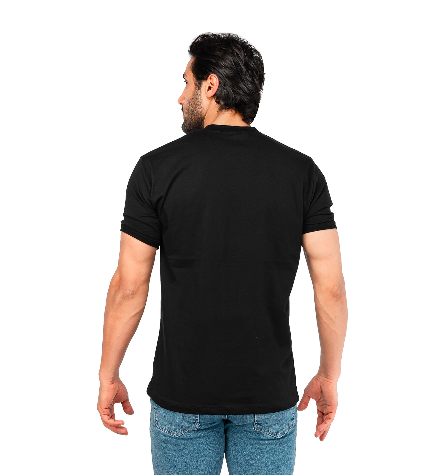 تیشرت یقه گرد مردانه مشکی پنبه ساده مدل 44756