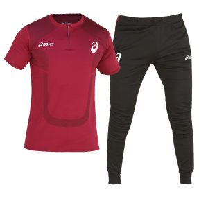 ست تیشرت شلوار مردانه زرشکی مدل ASICS