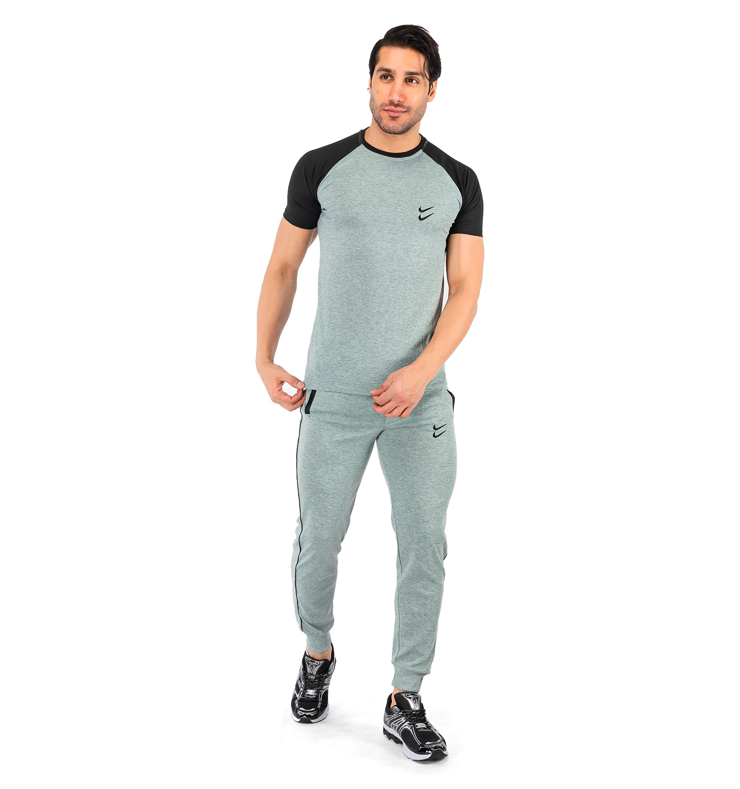 ست تیشرت شلوار مردانه آستین کوتاه Nike ساده یقه گرد مدل 43106