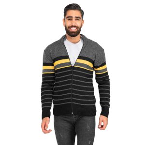 ژاکت بافت مردانه زیپ دار یقه ایستاده Enzo مدل 39926