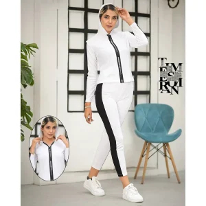 ست سویشرت شلوار سفید زنانه مدل STAYE