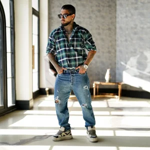 پیراهن مردانه سبز مدل Ramy