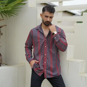 پیراهن مردانه مشکی قرمز مدل hirad