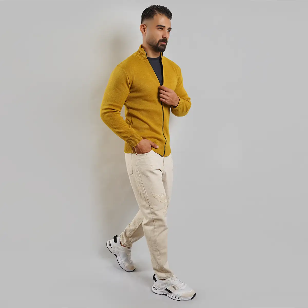 سویشرت مردانه خردلی مدل Meysam