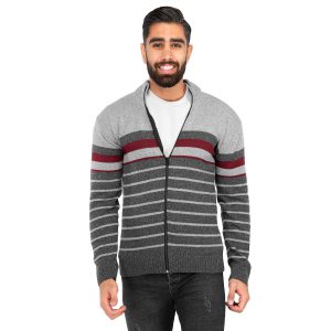 ژاکت بافت مردانه زیپ دار یقه ایستاده Enzo مدل 39792