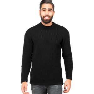 بافت مردانه یقه گرد مشکی ساده Zima مدل 40005