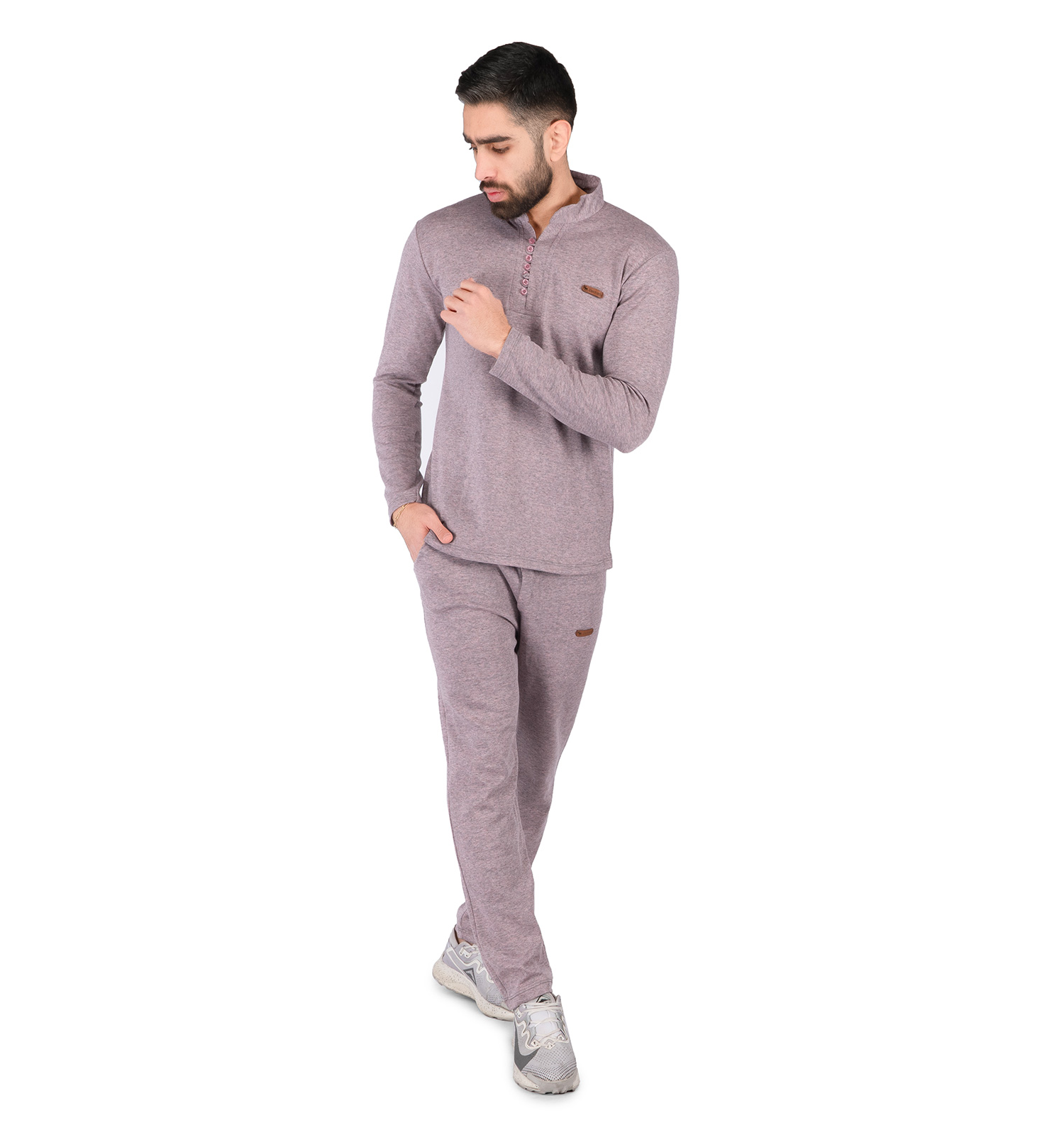 ست بلوز شلوار مردانه آستین بلند ساده یقه ایستاده مدل 43598