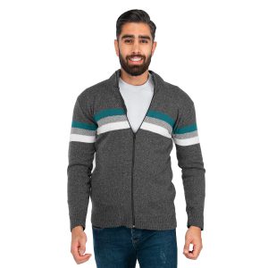 ژاکت بافت مردانه زیپ دار یقه ایستاده Rayan مدل 39908