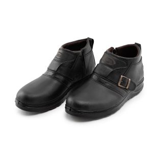 کفش نیم بوت چرم مصنوعی مردانه مشکی زیپ دار مدل 45393