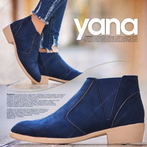 کفش ساقدار زنانه سرمه ای مدل YANA