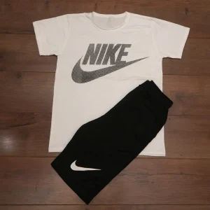 ست تیشرت شلوارک مردانه NIKE مدل TOBY تیشرت سفید- شلوارک مشکی