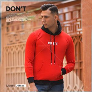 سویشرت مردانه مدل DEMEK مشکی-قرمز