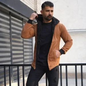 شنل مردانه مخمل کبریتی قهوه ای مدل Alam