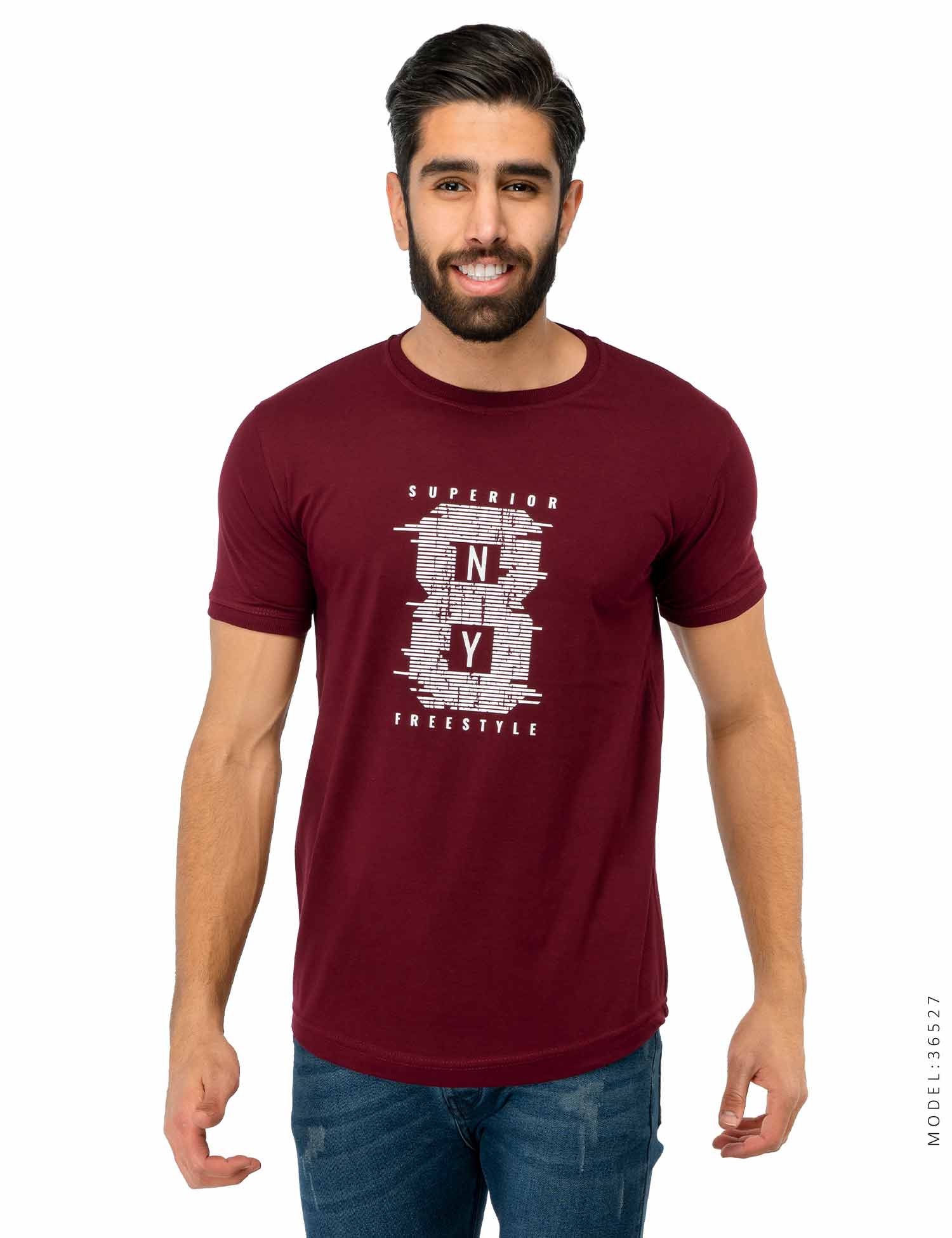 تیشرت آستین یقه کش بافت New York مدل 36527
