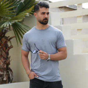تیشرت ساده طوسی مردانه مدل Edvan