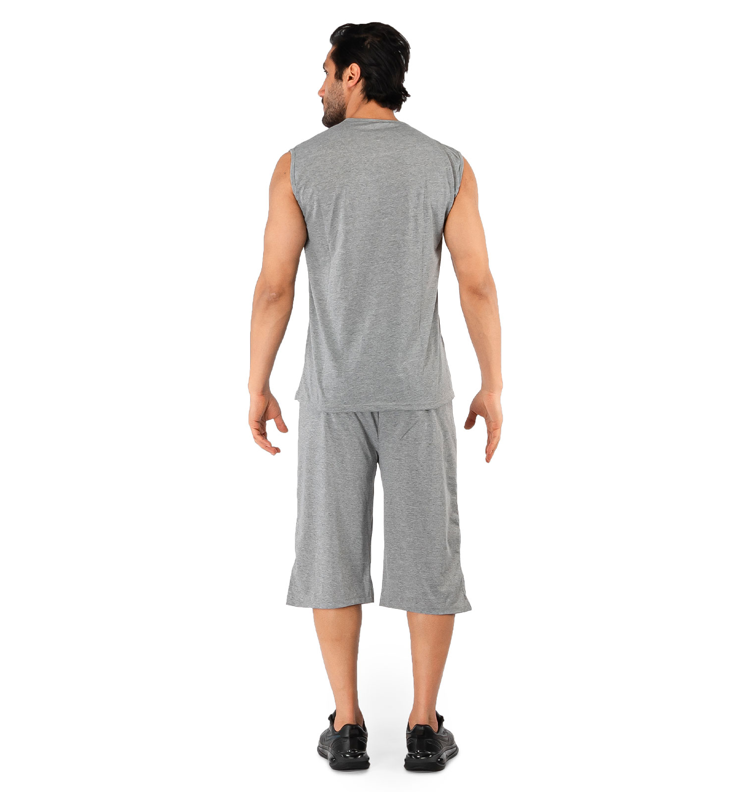 ست رکابی شلوارک مردانه طوسی Puma یقه گرد مدل 44167