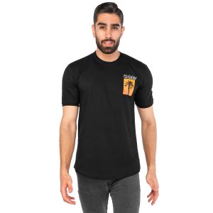 تیشرت یقه گرد مردانه مشکی پنبه طرحدار مدل 44578