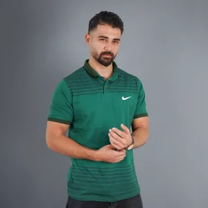 تیشرت یقه دار راه راه سبز مدل Farhan