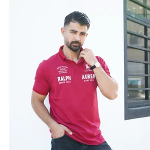 تیشرت یقه دار قرمز مردانه مدل Ralph