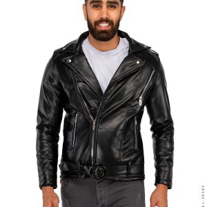 کاپشن چرم مردانه ساده Alvin مدل 39381