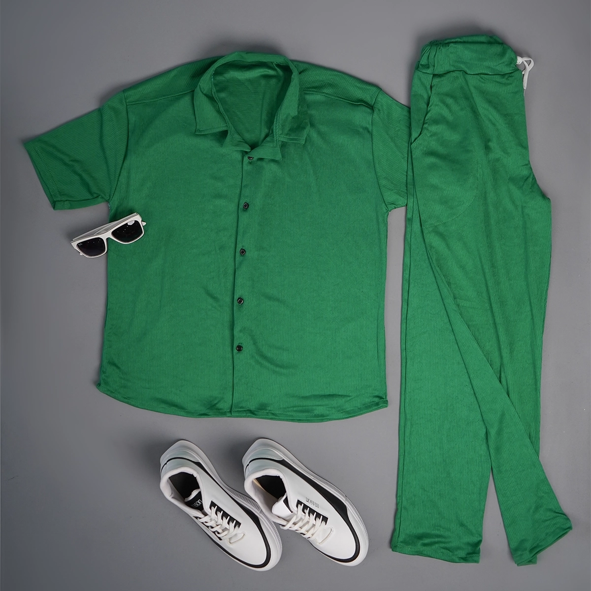 ست پیراهن شلوار مردانه سبز مدل Pasha2