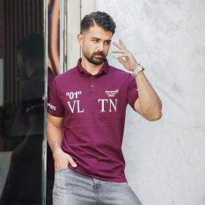 تیشرت مردانه زرشکی مدل 01-LV