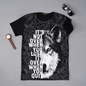 تیشرت مردانه طرحدار مدل Wolf