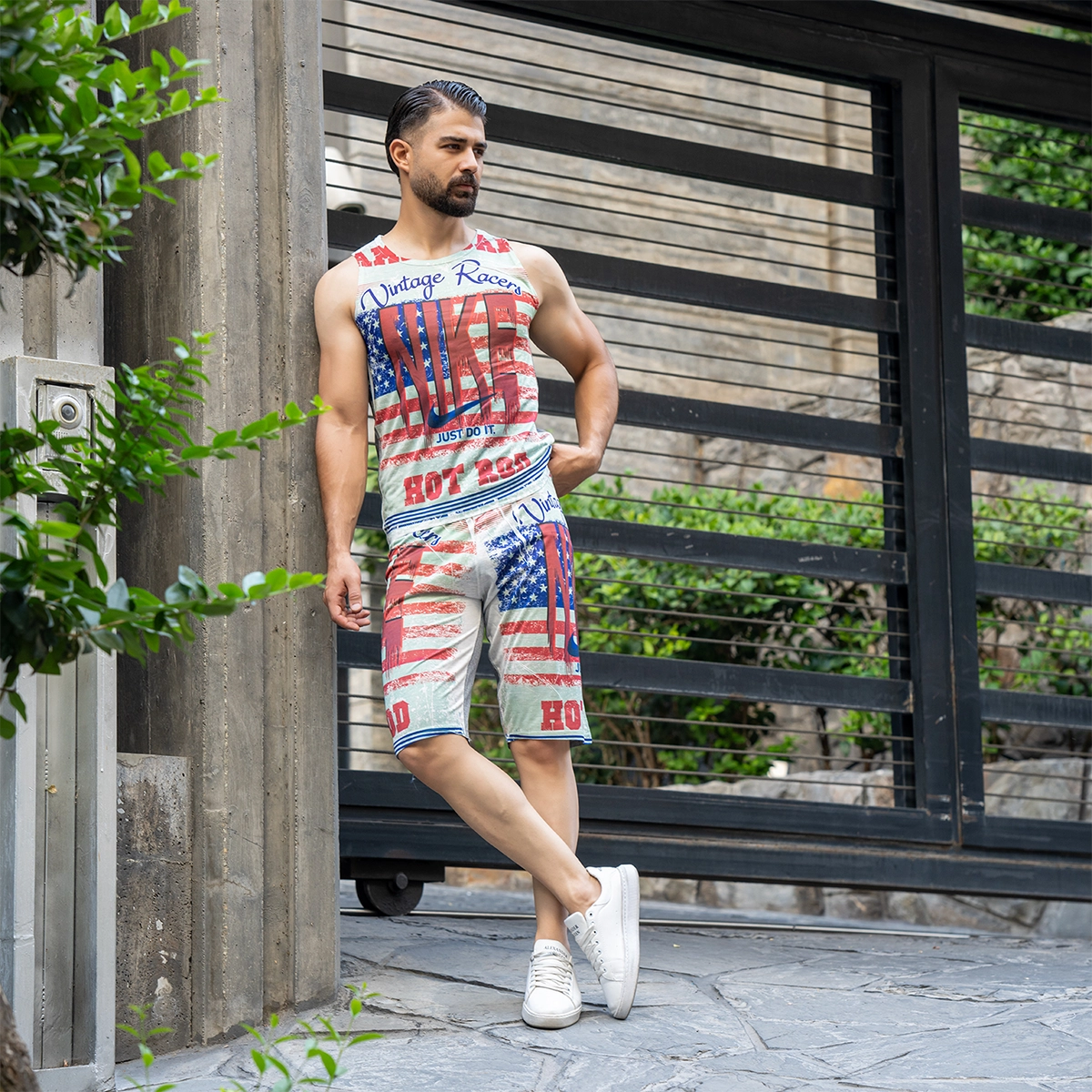 ست رکابی شلوارک مردانه مدل vintage