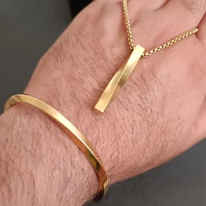 ست گردنبند بنگل پیچ خورده طلایی