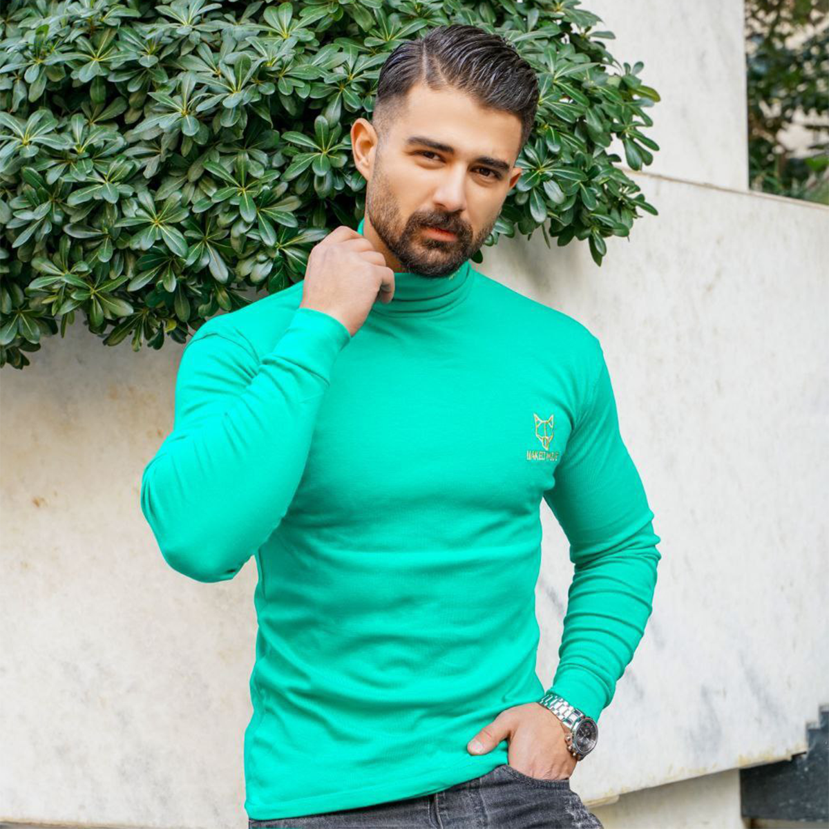 یقه اسکی مردانه سبز مدل POLO