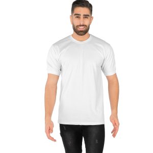 تیشرت یقه گرد مردانه سفید پنبه ساده مدل 43827