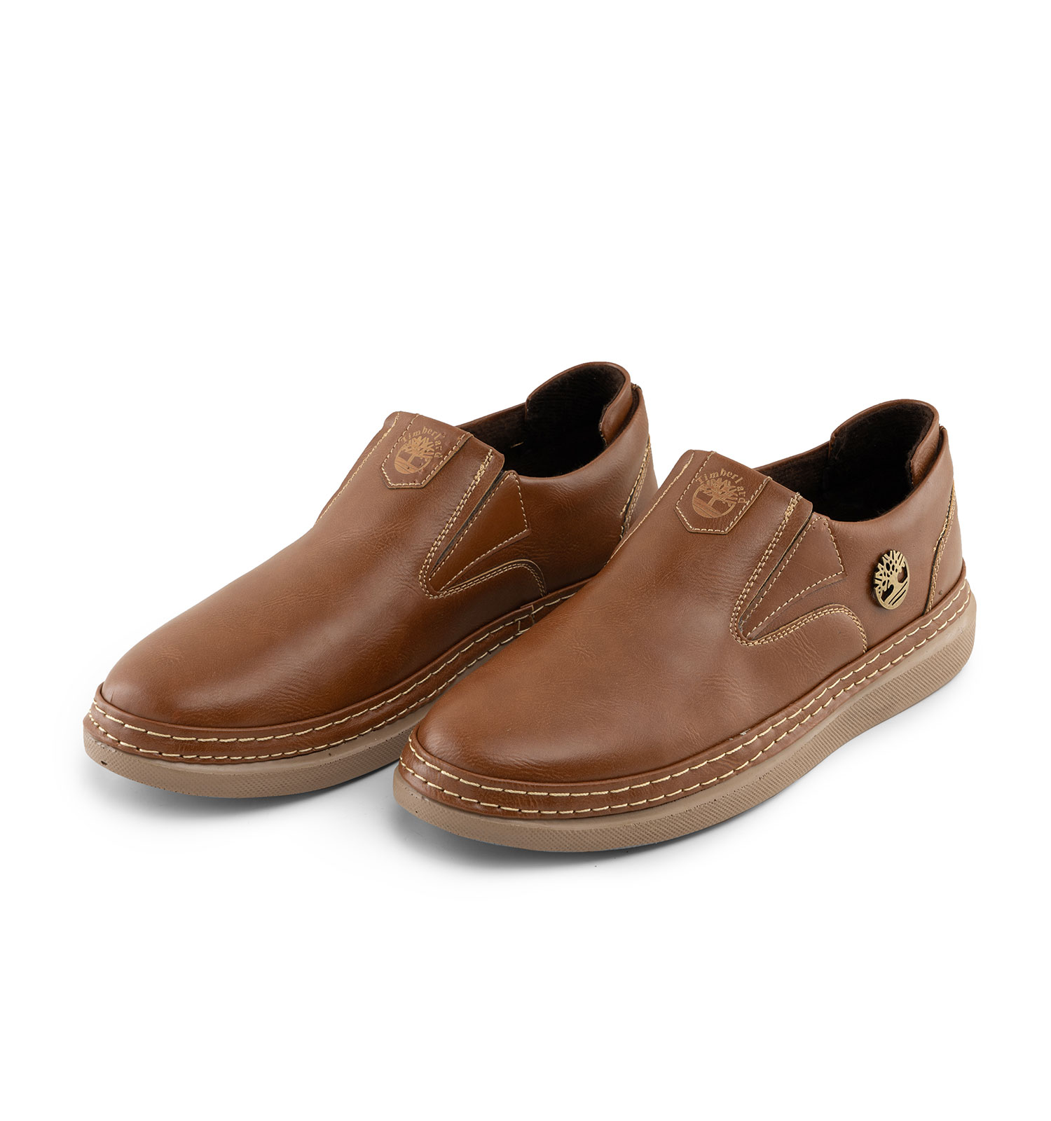 کفش روزمره مردانه چرم مصنوعی عسلی مدل 44511