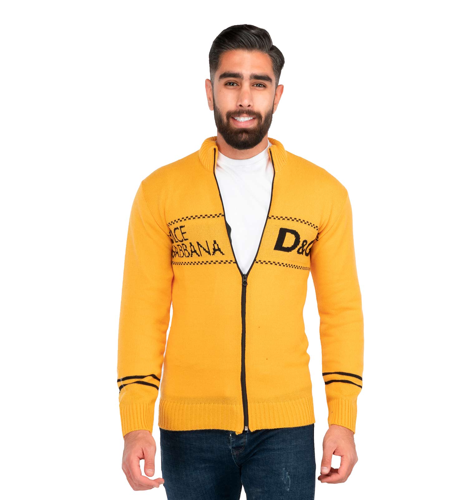 ژاکت بافت مردانه زیپ دار یقه ایستاده D & G مدل 40156