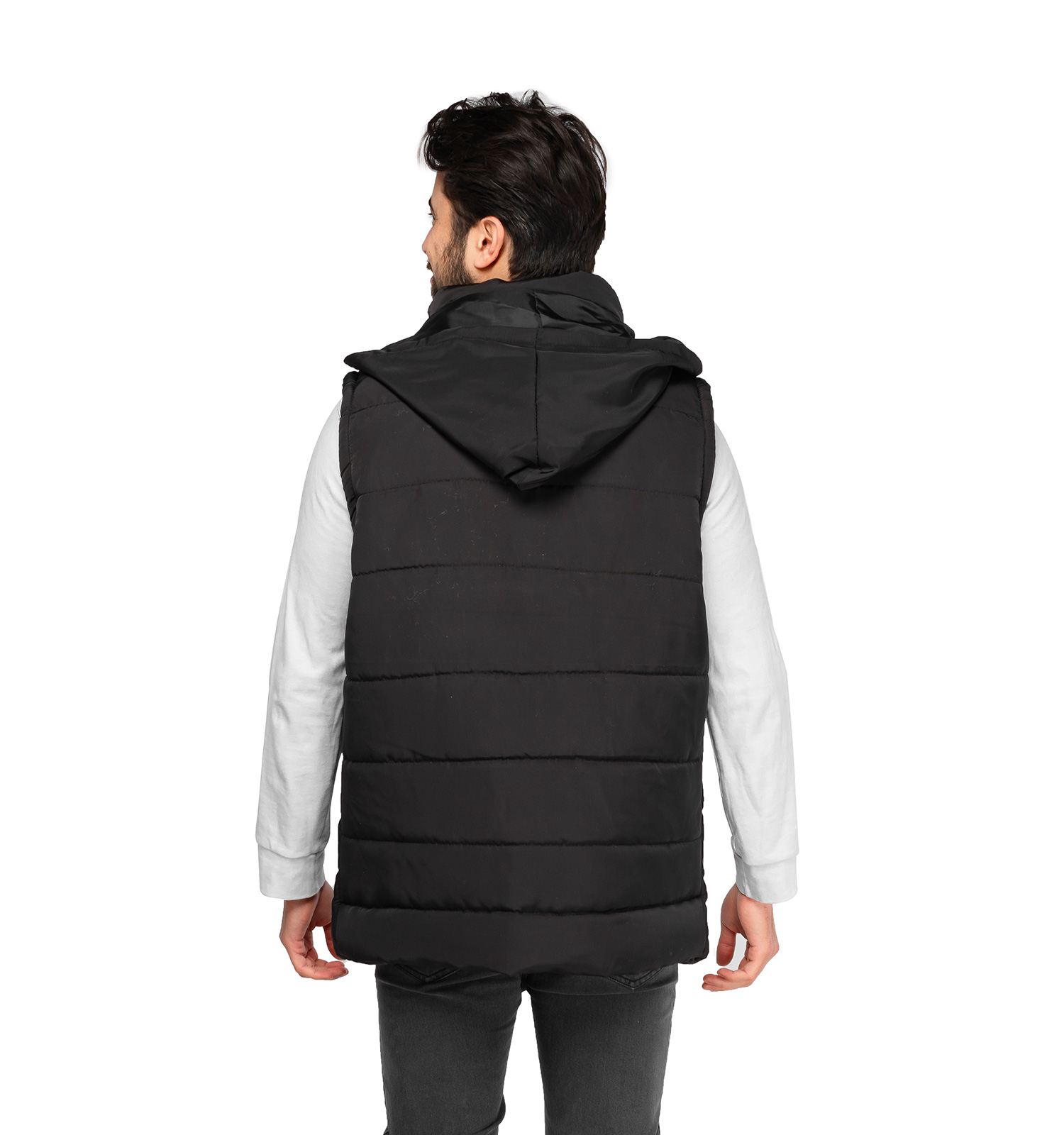 کاپشن پافر بادی مشکی کلاهدار مدل 45991