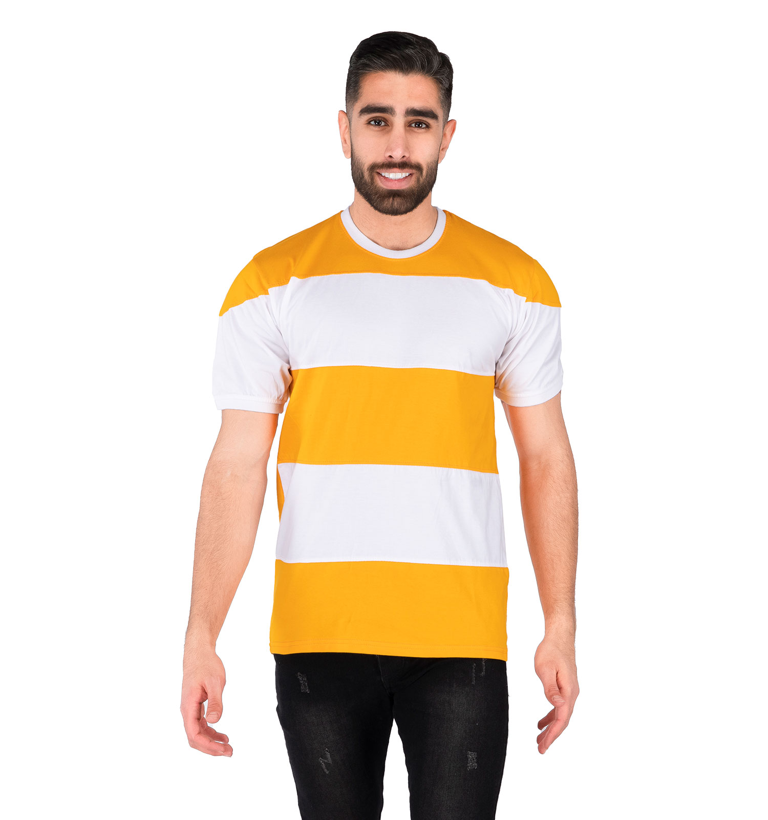 تیشرت یقه گرد مردانه راه راه مدل 43844