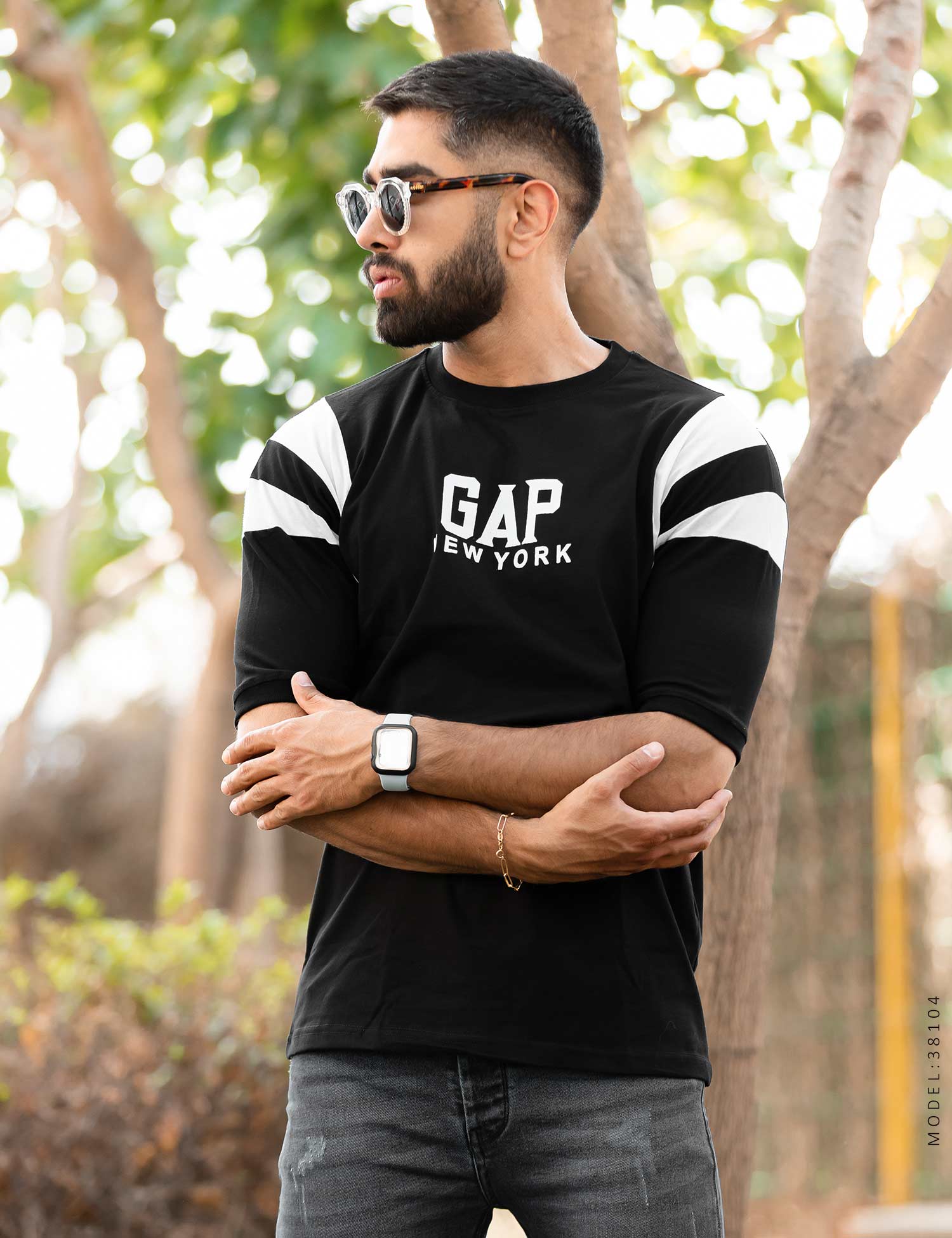 تیشرت مردانه دو رنگ یقه گرد Gap مدل 38104