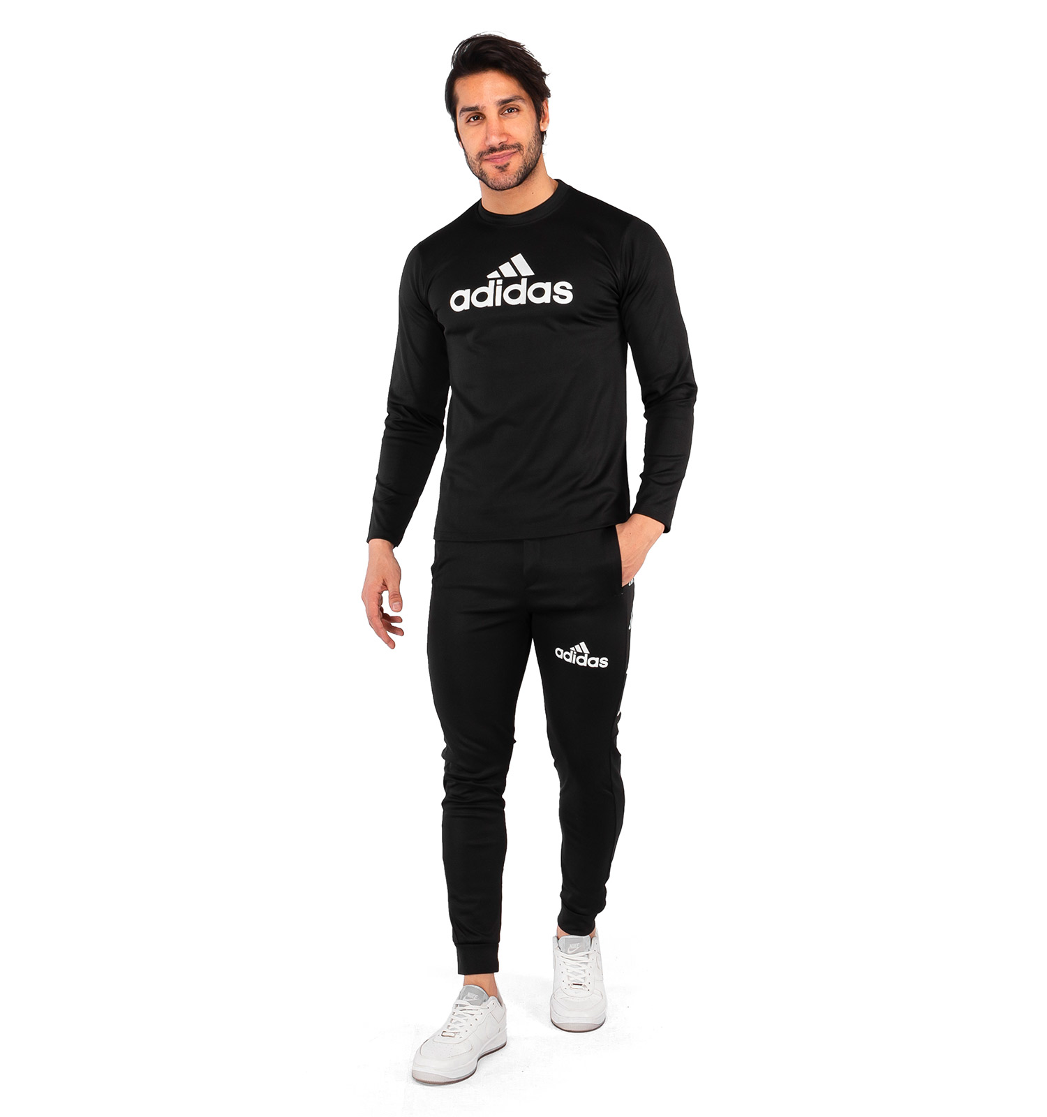 ست بلوز شلوار مردانه آستین بلند مشکی Adidas مدل 42335