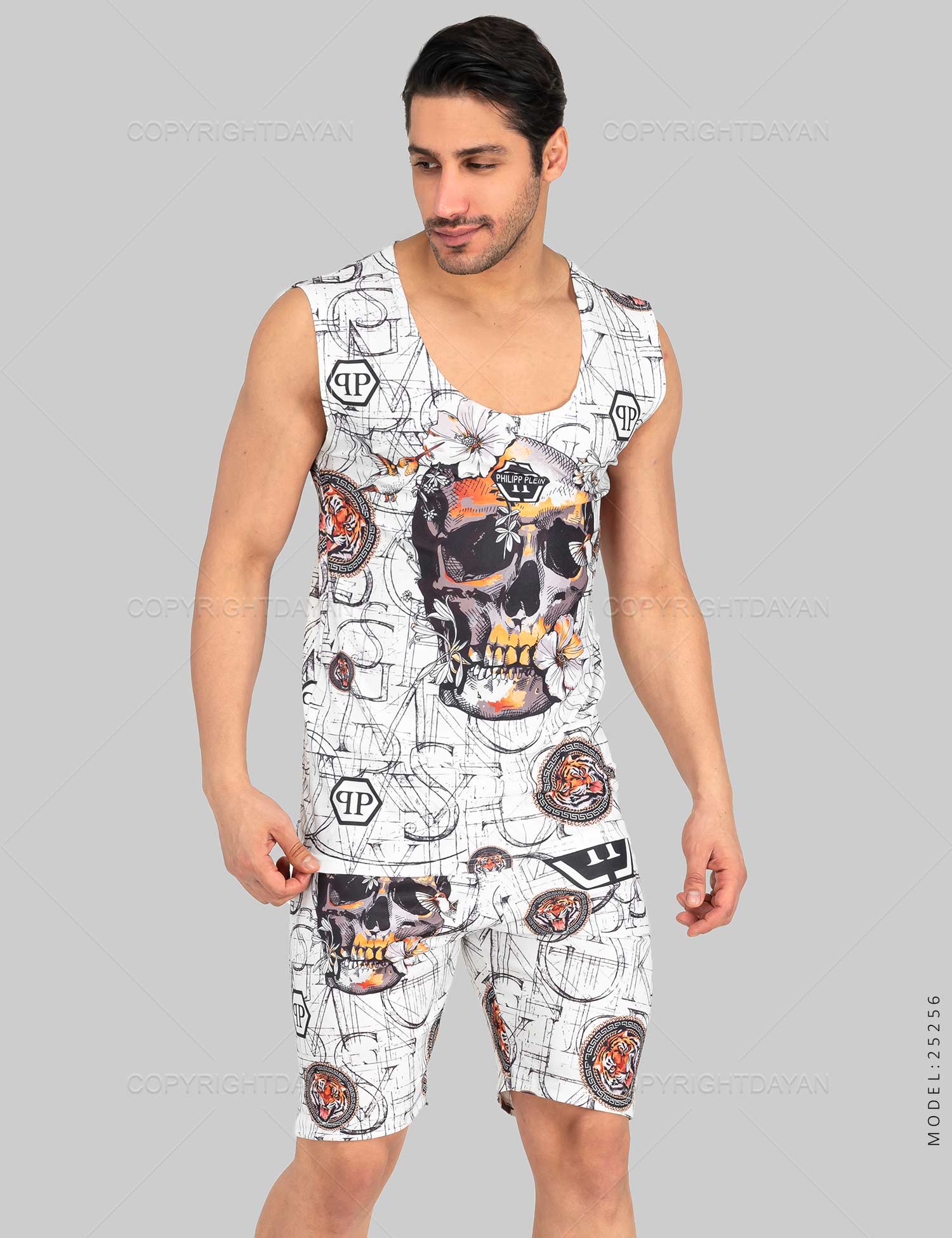 ست رکابی شلوارک مردانه Philipp Plein مدل 25256