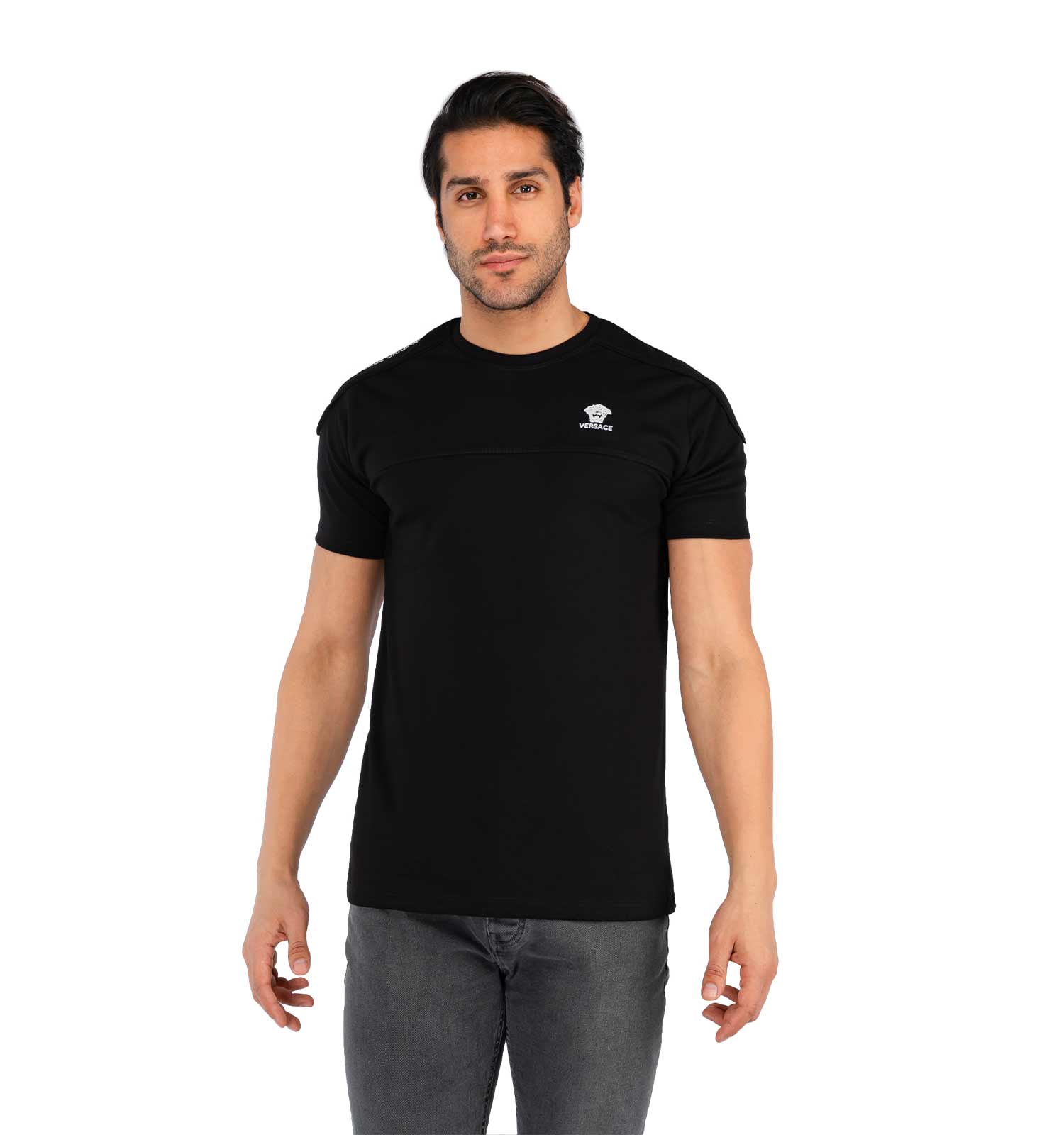 تیشرت Versace یقه گرد مردانه مشکی ساده مدل 42223