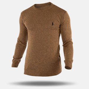 پلیور بافت مردانه یقه گرد قهوه ای Polo مدل 32530