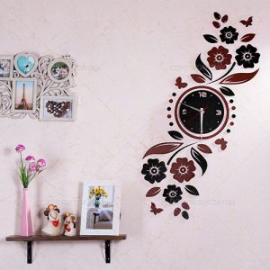 ساعت دیواری روکش چرم گلسا (قهوه ای)