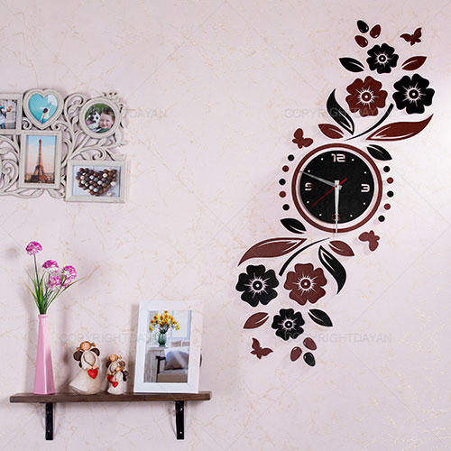 ساعت دیواری روکش چرم گلسا (قهوه ای)