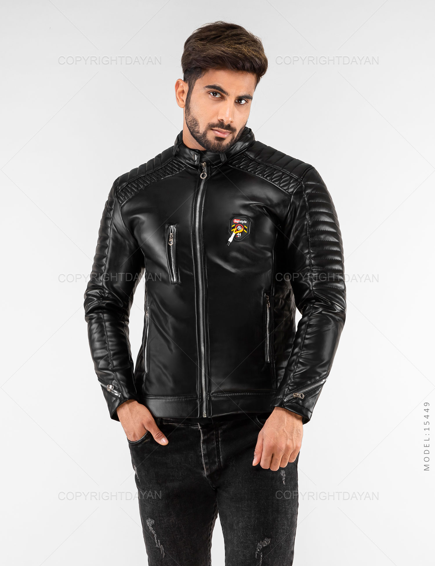 کاپشن چرم مردانه Alvin مدل 15449