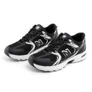 کفش اسپرت New Balance مردانه مشکی پیاده روی بندی چرم مصنوعی مدل 40961