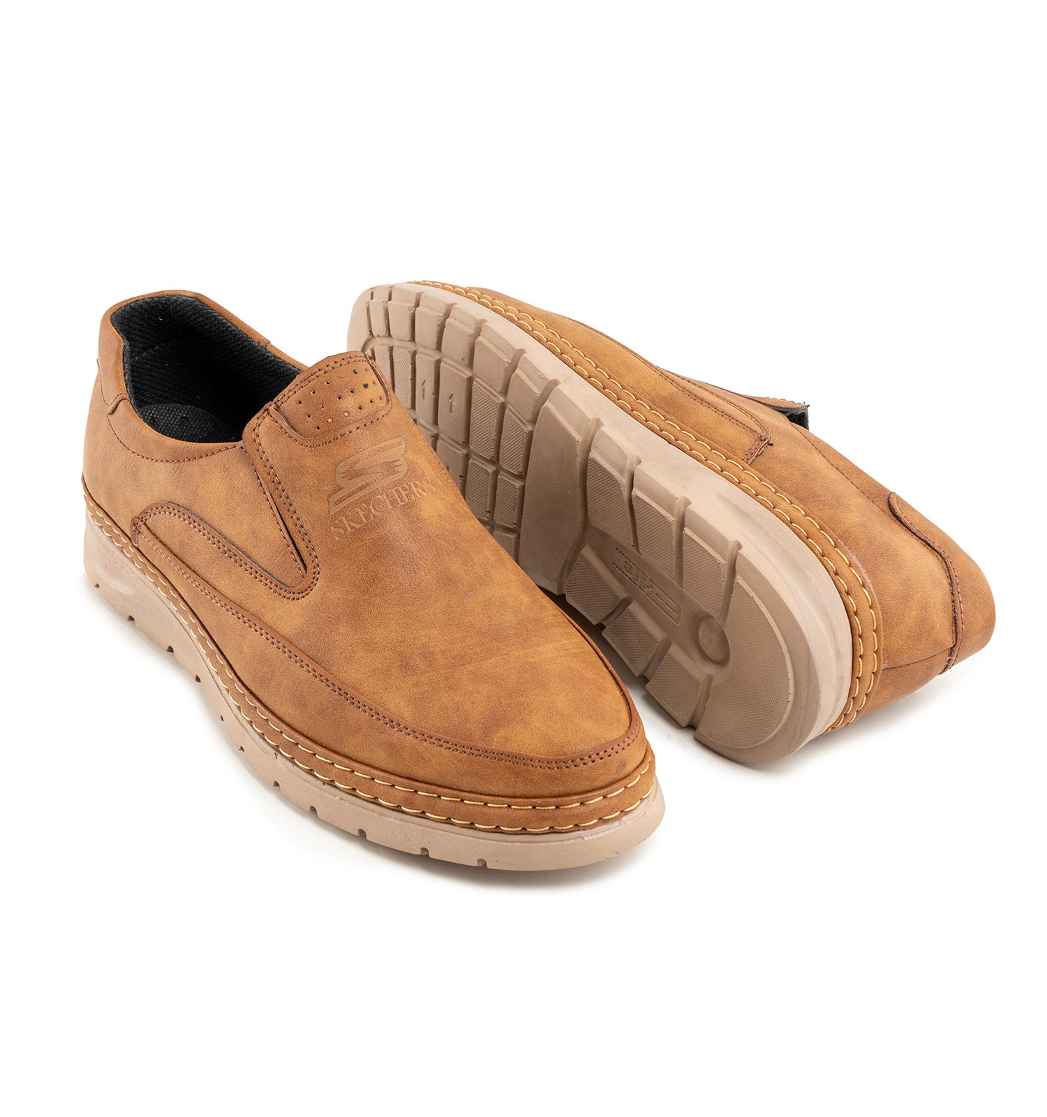 کفش روزمره مردانه Skechers چرم مصنوعی عسلی مدل 44030